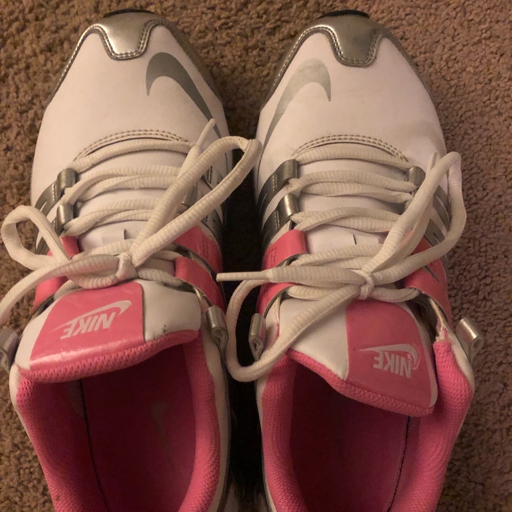 Womans rare pink and white Nike shox.